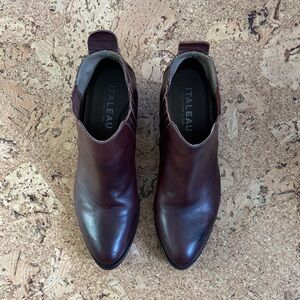 Italeau Burgundy Leather Ankle Boots